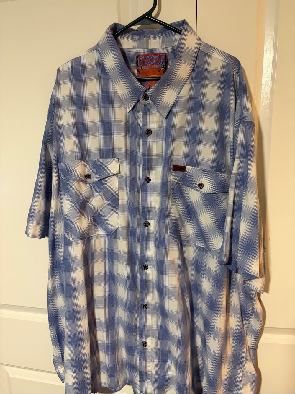 DIXXON 5XL “Paddle Out” Blue and White Plaid Short-Sleeve Bamboo Shirt